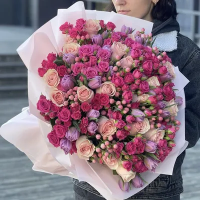 Купить букет из тюльпанов и роз с бесплатной доставкой по Москве |  Butik-Flowers