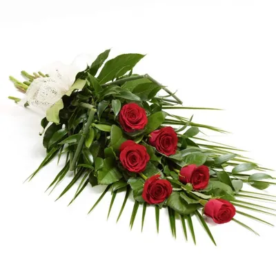 Букет \"Красные и белые розы на похороны\" с доставкой в Серпухове —  Фло-Алло.Ру, свежие цветы с бесплатной доставкой