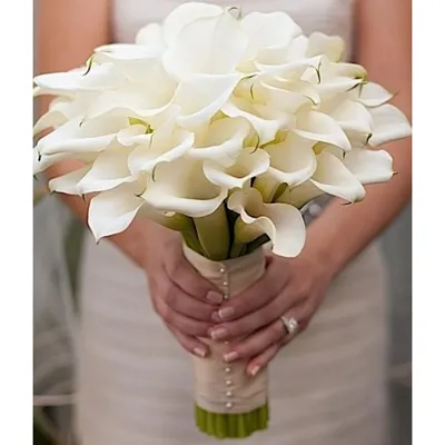 Купить Букет невесты из белых роз и калл в Москве недорого с доставкой