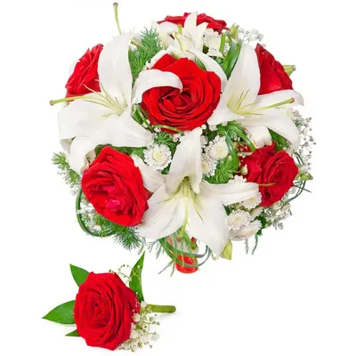 Букет невесты из красных роз и лизиантуса | Flowers Valley
