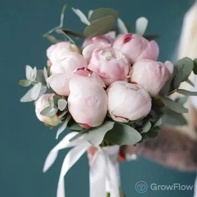 Букет невесты из белых и розовых пионов «Совершенство» в Омске