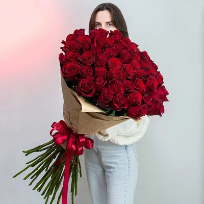 51 красная роза premium 50 см - купить в Москве по цене 5090 р - Magic  Flower