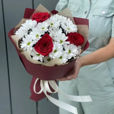 Хризантемы и розами - 51 шт. за 18 390 руб. | Бесплатная доставка цветов по  Москве