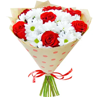 Купить букет из кустовой розы и хризантемы \"нежность любви\" в  Южно-Сахалинске в интернет-магазине «Империя Цветов»