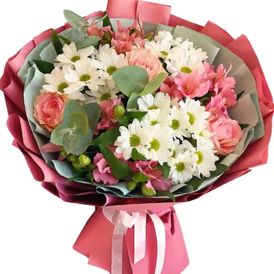 Букет из гвоздики, розы и хризантемы купить с доставкой по Томску: цена,  фото, отзывы.