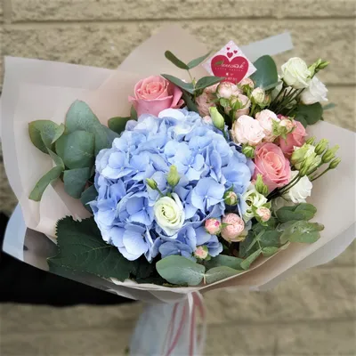 Букет c голубой гортензией №277 - 🌹 Цветы Новосибир
