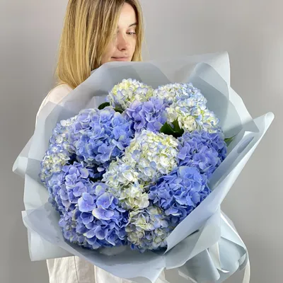Букет из голубой гортензии, роз, кустовых роз и эустом (01654) купить с  доставкой в Архангельске
