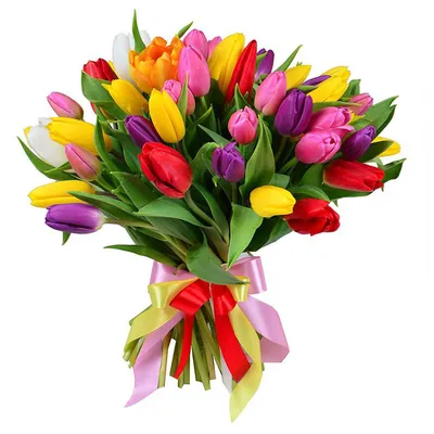 Букет тюльпанов с розами и лизиантусом купить с доставкой в СПб