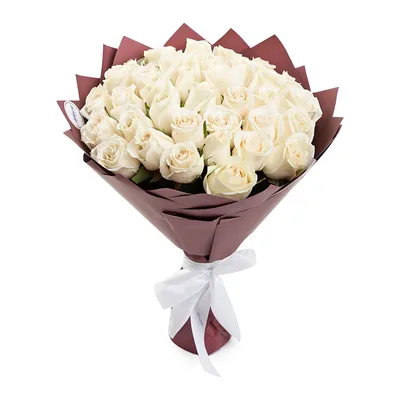Букет \"Из белых роз 80 см под ленту\" с доставкой в Рузе — Фло-Алло.Ру,  свежие цветы с бесплатной доставкой
