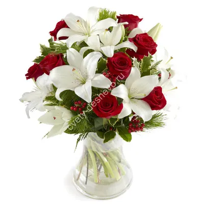 Букет цветов «Лилии с розами» заказать с доставкой в Краснодаре по цене 7  070 руб.