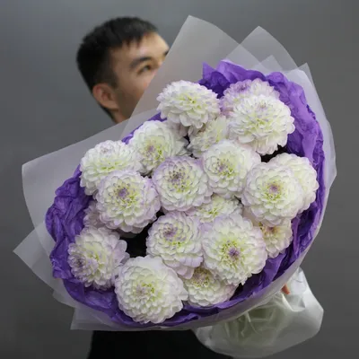 ᐉ Букет из 7 белых георгинов купить в Алматы, отличная цена 13750.00 тенге  | Интернет-магазин «Cvetok24»