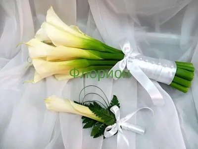 Утонченный букет невесты из белых калл Moreroz.by