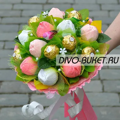Букет из конфет №717 \"Розовые тюльпаны\"