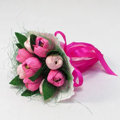 Букет из конфет Тюльпаны 9 нежно-розовый (ID#492809811), цена: 299 ₴,  купить на Prom.ua