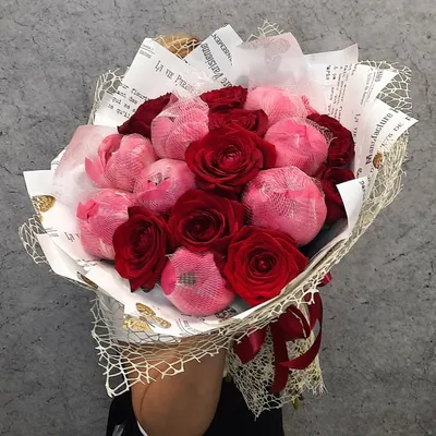 Букет из розовых пионов и пионовидных роз купить в Киеве: цена, заказ,  доставка | Магазин «Камелия»