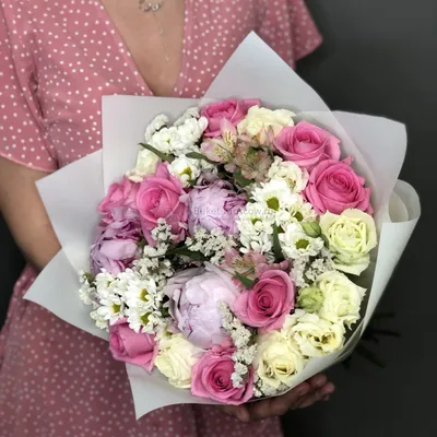 Свадебный букет из пионов и кустовых роз — Каталог цветов — Доставка  цветов, букетов по городу Мытищи.