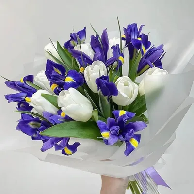 Букет из тюльпанов, альстромерий и ириса - купить в Москве по цене 3090 р -  Magic Flower