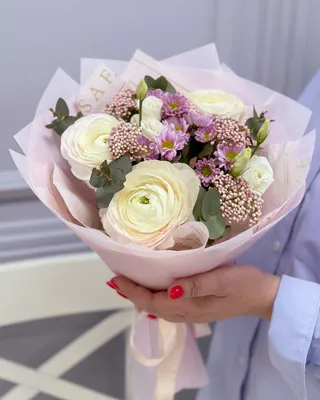Купить нежный розовый букет с ранункулюсами! - Пермь. Заказать онлайн с  доставкой на дом