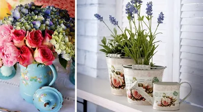 Цветы в интерьере прованс на фото, как лучше всего использовать прованские  цветы и букеты. Фото, советы по составлению букетов