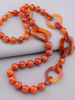 Бусы из сердолика, огранка
