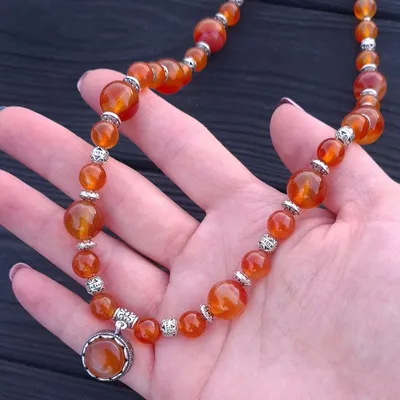 Бусины из сердолика, 10 шт. на нитке, 12-13 мм