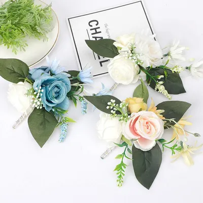 Шелковая бутоньерка для невесты, Корсажная бутоньерка для подружки невесты,  искусственная фотография для украшения | AliExpress
