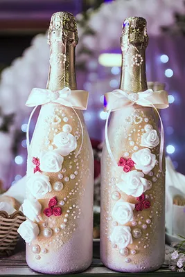 Свадебное украшение бутылка шампанского молодожены свадьба Свадебная мечта  26514087 купить за 767 ₽ в интернет-магазине Wildberries