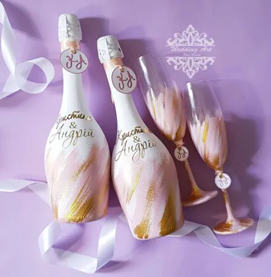 Как сделать свадебные шампанское с инициалами своими руками/декор  свадебного шампанского - YouTube