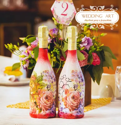 Декор для шампанского на свадьбу из сухоцветами арт. А1009 №990823 - купить  в Украине на Crafta.ua