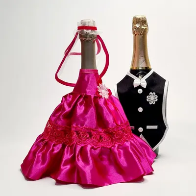 Декор для шампанского на свадьбу из сухоцветами арт. А1010 - Каталог  рукоделия #215722
