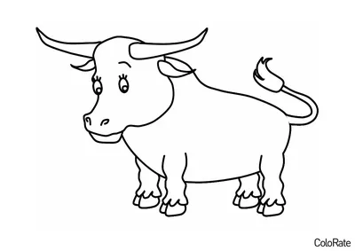 Раскраска Маленький бычок распечатать - Коровы, быки, телята