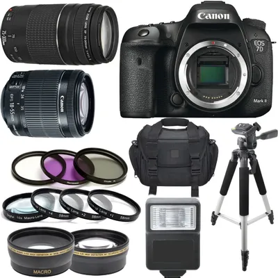 Canon EOS 7D Mark II Body W/ 18-55mm IS STM 75-300mm III 64GB Kit  7DII185575300KIT