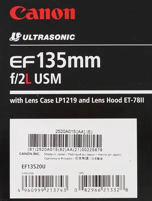 Объектив Canon EF 135mm f/2L USM (состояние 5-) (б/у) купить за 0 руб.