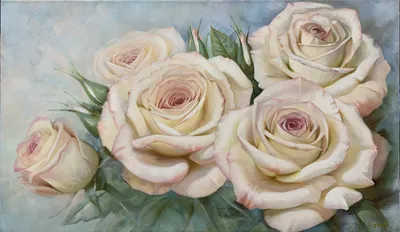 Чайные розы букет, капли росы, …» — создано в Шедевруме