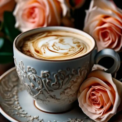 Чашка кофе, красная роза - Кофе и чай - Фото галерея - Галерейка
