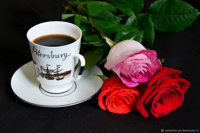 Скачать обои розы, кофе, чашка, завтрак, поднос разрешение 1920x1080 #170970