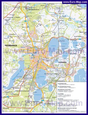 Челябинская область на карте России с городами и поселками со спутника