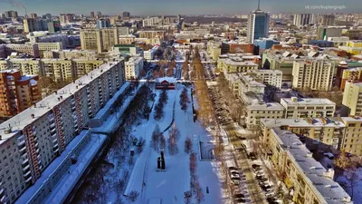 Аллея славы, Челябинск, зима - Фото с высоты птичьего полета, съемка с  квадрокоптера - PilotHub