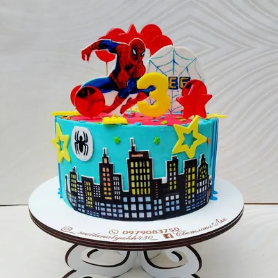 Торт на день рождения человек паук — на заказ по цене 950 рублей кг |  Кондитерская Мамишка Москва