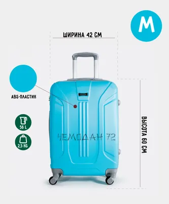 Пластиковый чемодан со съемными колёсами \"Голубой\" (Маленький) 118