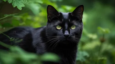 Черная кошка на фоне заката, скачать вебп