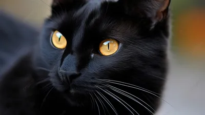 Черная кошка на черном фоне, изображение в хорошем качестве