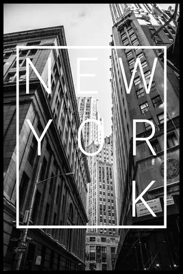 Современный черно-белый постер Нью Йорк NEW YORK купить в интернет-магазине