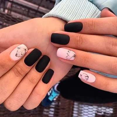 Черный лист, розовые линии, Летний Пляжный белый цветок, полностью готовый  квадратный накладной дизайн ногтей, декоративный клей для маникюра, оптовая  продажа | AliExpress