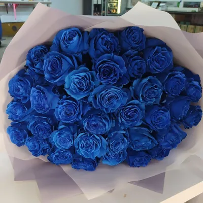 Букет из 35 синих роз - Купить розы с доставкой