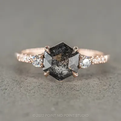 Black Diamond Engagement Ring Rose Gold Cluster Halo Diamond Oval Ring | La  More Design