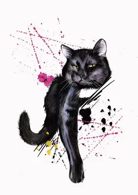 Черный кот с золотыми глазами» — создано в Шедевруме