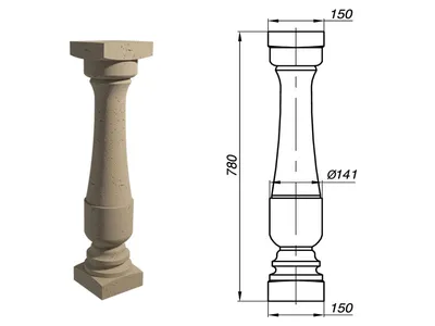 Балясина из бетона Б-101-СЦЛ 500 - купить по лучшей цене в Санкт-Петербурге  | Декор-Монтаж