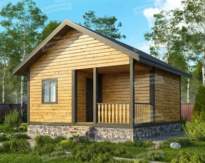Дачный деревянный дом с террасой, санузлом и двумя комнатами