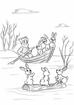 Иллюстрация Дед Мазай и зайцы (хрестоматия Аделант) в стиле